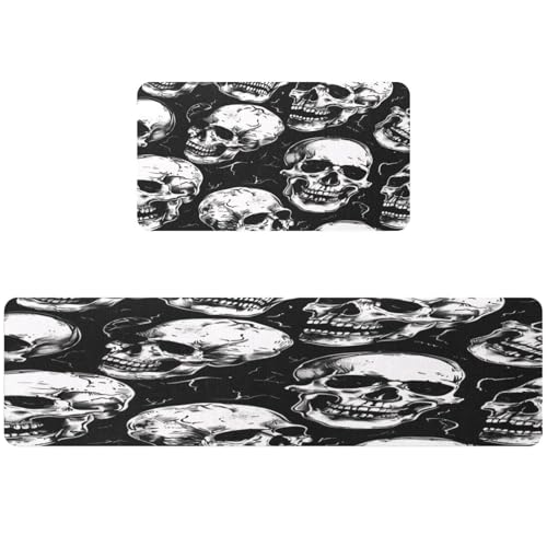 Alfombrillas de cocina VAPOKF calaveras brillantes con tejido absorbente lavable 2