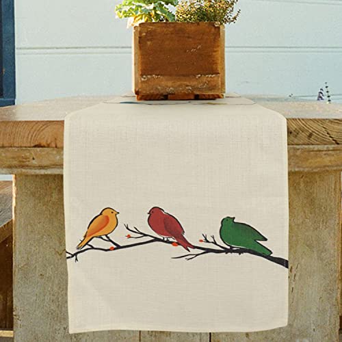 Bird Table Runner -Rustic Table Farmhouse Runner Spring Summer Winter Holiday Kitchen Long Dining Table Decoration For Home Party Decor 14 X 72 Inch Fall Decor Table Runner Birds Table Runner #TOP6