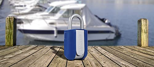 Brinks - 50Mm Weather Resistant 4-Dial Resettable Marine Combination Lock - Full Body Weather Resistant Cover With Boron Steel Shackle #TOP5