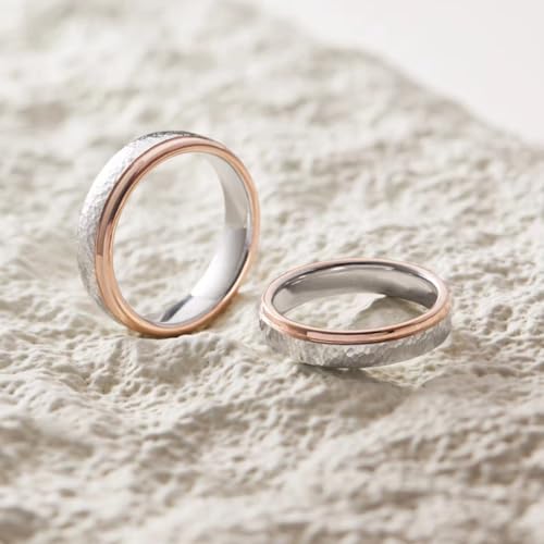 Image of Matching Rings Titanium Steel Rose Gold Plated Couple Rings Wedding Band His and Her Ring
