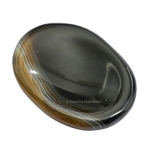 Image of Amazing Gemstone Black Onyx Worry Stone Crystals and Healing Stones - Worry Stones for Stress Relief Gifts - Piedra Crystal Fidget for Meditation - Unique Stocking Stuffers and Birthday Gifts