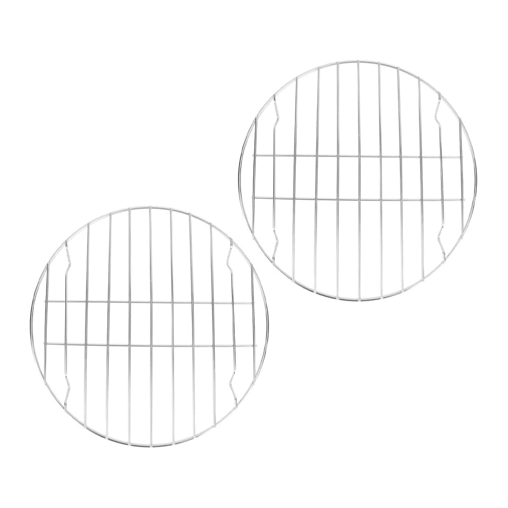 Four de camping 28 cm Grille de cuisson ronde 2 pièces en acier inoxydable Cuisson Refroidissement Cuisson à la vapeur Grille de grillage Grilles de rôtissage Grille de séchage Boulangerie Support d