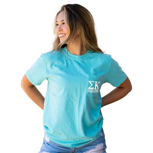 Sigma Kappa Block Letters Pocket T-Shirt (Medium) Mint