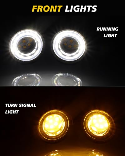 Image of TSUNG Universal Motorcycle LED Turn Signals Lights Small Bullet Front Rear Blinkers Tail Lights for Cruiser Chopper Bobber Cafe Racer Street Bike (RING-Chrome, 4PCS Front+Rear)