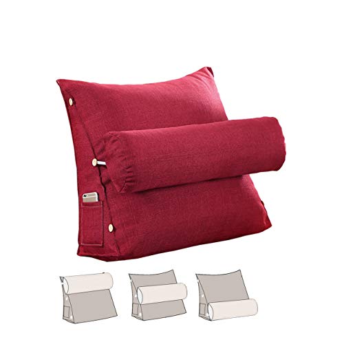 L/S Cojín de respaldo para sofá, cojín cervical, cojín de lectura, sofá triangular, cojín de apoyo para la espalda, cojín cervical, cojín para el cuello, color rojo