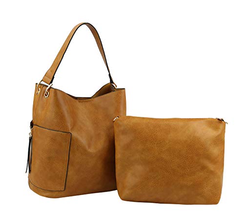 Handbag Republic Cailin Women Purse Vegan PU Leather Top Handle Slouchy Bag Korean Fashion Hobo Style With Extra Pouch (Tan)