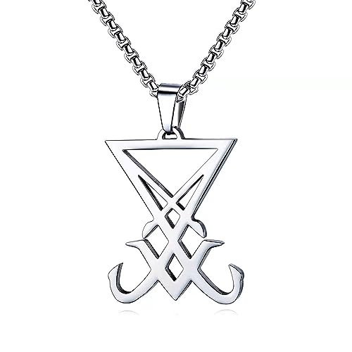 EENSYWEENSY Church of Satan Necklace - Satanic Sigil of Lucifer Pendant Religions Jewelry Gift for Men and Women