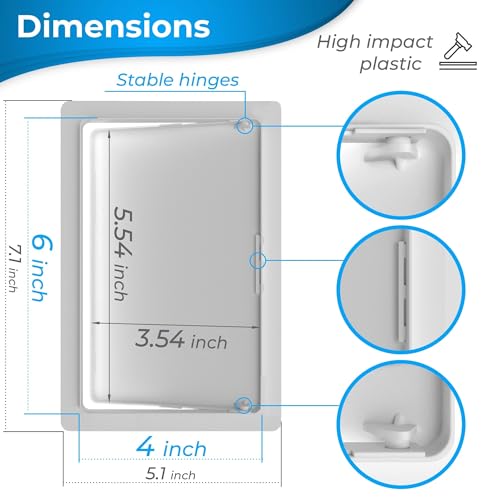 Image of Access Panel for Drywall - 4 x 6 inch - Wall Hole Cover - Access Door - Plumbing Access Panel for Drywall - Heavy Durable Plastic White