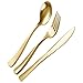 36 Plastic Silverware Set | Gold Plastic Cutlery Set | Disposable Silverware Set | 12 Plastic Forks, 12 Plastic Spoons, 12 Plastic Knives | Heavy Duty Disposable Flatware Plastic Utensils Set