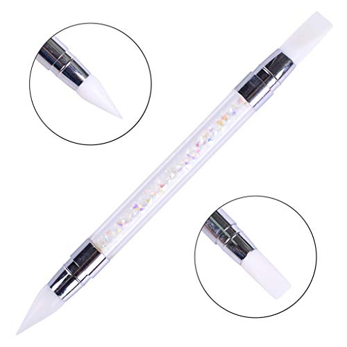 TOSSPER 1Pc Nail Art Pinsel Glitter Picker Pen Silikon Strass Powder Carve Griff Nagel UV Gel Doppel Köpfe DIY Maniküre-Werkzeug – Bild 3