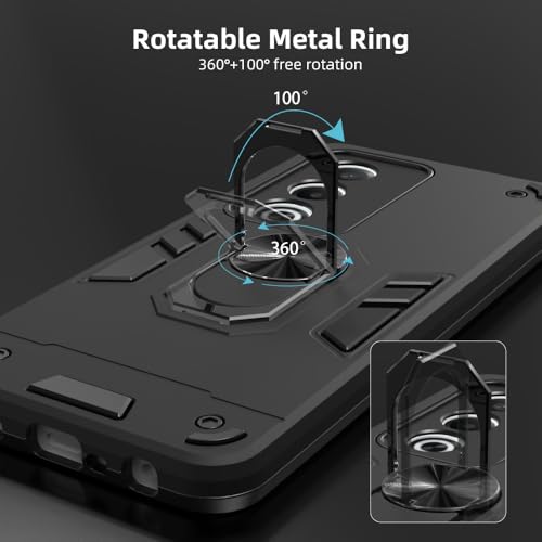 Image of NDCOM for Oppo K12x 5G Backcover | Protective Oppo K12x 5G Cover | Premium Shockproof Ring Holder Case Black