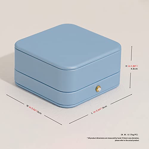 Sky Blue Leather Bracelet Bangle Box Jewelry Gift Case Velvet Interior Bracelet Storage Holder