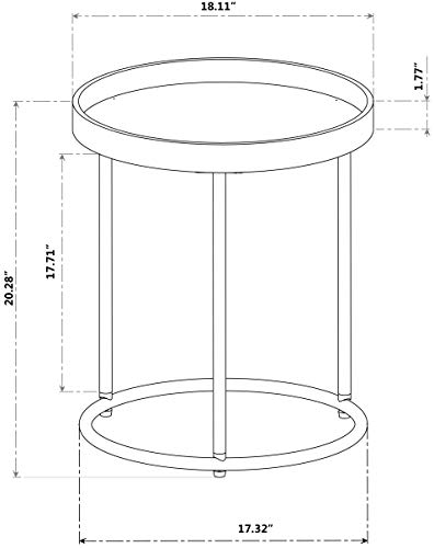 THEMEPT Round Tray Table with Metal Frame, Espresso Finish, Stylish and Functional Accent for Living Room or Bedroom