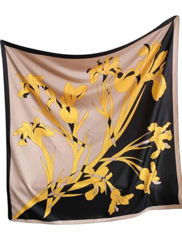 Image of Printed Poly Silken feel Scarf Stole for Women | Stylish, Soft, & Lightweight | Satin Feel Neck Scarf, Hair Scarf, Head Scarf for Women | Square Silk Stole for Handbag