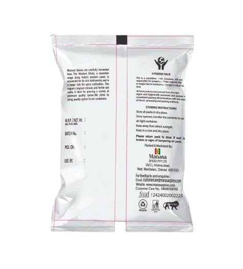 Image of Manasa Spices Black Pepper Whole 100gm, Kali Mirch Whole Sourced from the fertile Western Ghats, Bold Sun-Dried Peppercorns, 100% Natural & Pure, Rich Aroma & Flavor, Sabut Gol Mirch for Cooking