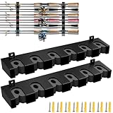 KGGZKG 1 Paar Rutenhalter Wand Horizontale Angelrutenhalter Wand Angelruten Wandhalterung Rutenständer Angelrutenstände Aufbewahrung von 6 Ruten für Garage Wand Deckenmontage Boot