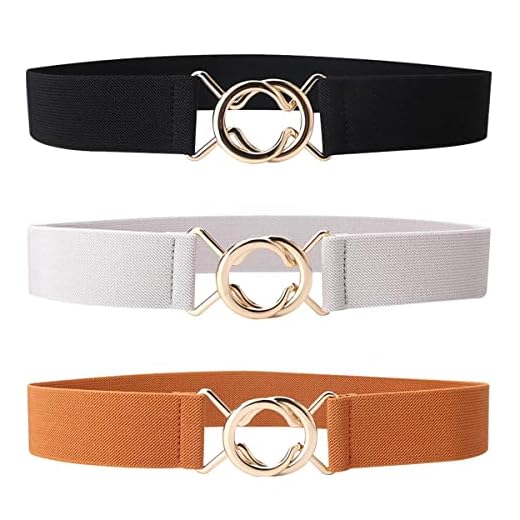 CINGHIA Ceinture Femme Elastique,Lot de 3 Ceinture Elastique Femme,Ceinture Fine Élastique pour Femme avec Boucle en Métal,Style à la Mode pour Robes Manteaux Costumes et Pantalons