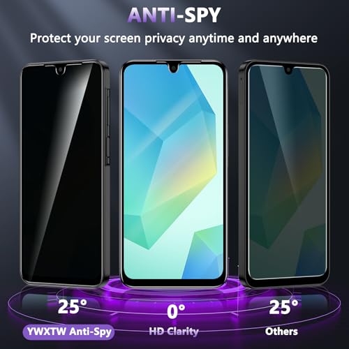 Image of YWXTW [2 Pack Privacy Screen Protector for Samsung Galaxy A16 5G, Upgraded 25 Anti Spy Private Tempered Glass Screen Protector for Samsung A16 5G, Anti Scratch