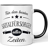JUNIWORDS Tasse, Für den besten Sozialfürsorger aller Zeiten, Schwarz (6101777)