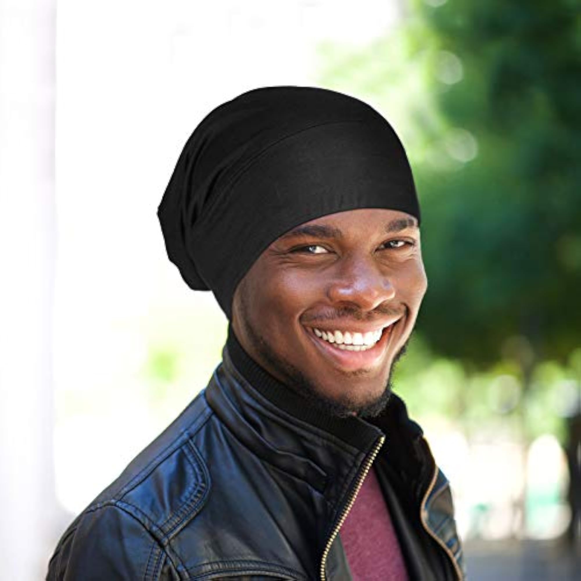 2 Pieces Satin Lined Sleep Caps, Adjustable Bonnets
