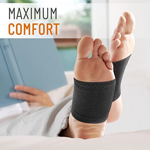 Copper Edge Copper Arch Support for Plantar Fasciitis. 2 Half Socks/Sleeve Compression Brace for Women and Men. Orthotics Feet Pain Aid Fit for Flat/High/Fallen Arches (Copper Arch Black)