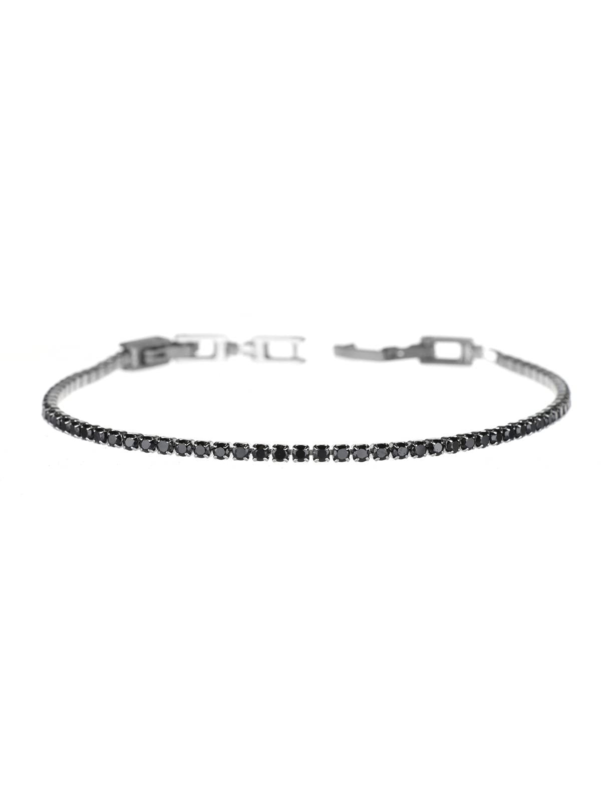 Bracciale Tennis in Acciaio Inox con Zirconi taglio Brillante, Spessore 2 mm Lunghezza regolabile, disponibile in più colori - Uomo e Donna Unisex