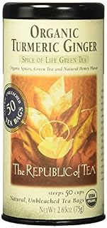The Republic of Tea Organic Turmeric Ginger Green Tea, 50 Tea Bags, Gourmet