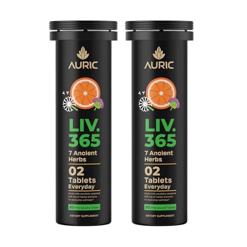 Auric Herbal Liver Support Supplement | Milk Thistle (Silymarin), Turmeric, Garlic, Ginger for Liver Health | Advanced Detox & Cleansing Formula for active Liver | 40 Tablets | Plant Based Gluten-Free