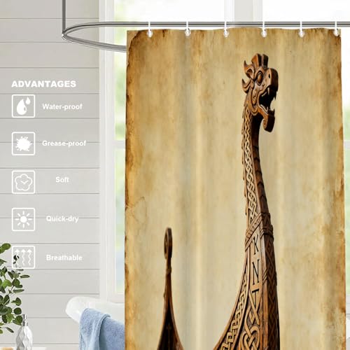 Rideau de douche Viking imperméable en polyester pour douche étroite