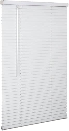 LOTUS & WINDOWARE Persiana de aluminio inalámbrica de 1 pulgada de 23 x 36 pulgadas, color blanco