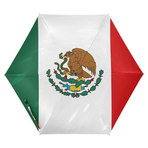 GuoChe Paraguas UV50+ de la bandera de México para bodas, lluvia fuerte y viento, con funda estampada, agarre premium, se adapta a coche y mochila, apertura automática