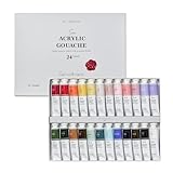 SUI Gouache Professional Artist Acrylic Gouache Paint Set 24-Color Premium Set (20ml Tubes) | High-Opacity Satin Finish Acrylic Gouache for Illustrators, Designers & Fine Art Painting