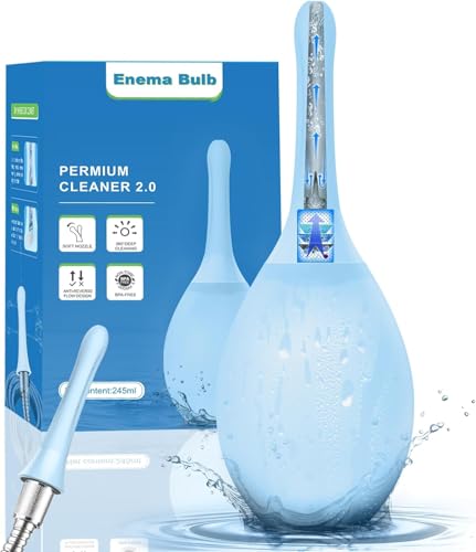 Image of Enema Douche Anti Back-Flow, Anal Douche Connected to Shower Hole,Enema Bulb with 7 Spouts, Reusable Portable Enema Vaginal Cleaner kit for Men Women (Light Blue)