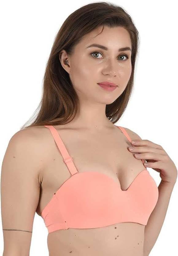 Womens Everydays Padded Underwired Demi Cup Pushup Bra Comfort Tshirt Peach 36-picture-17