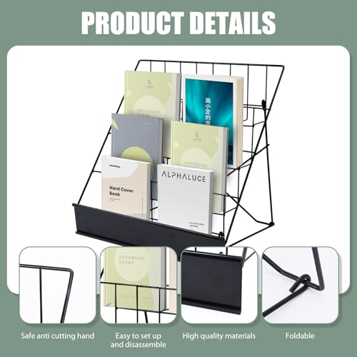 Book Signing Rack, Book Display Rack, Tabletop Magazine Display Racks, 4 Tiered Tabletop Cd Display, Comic Book Magazine Rack for Library Classroom Picture Literature Brochure 16.14" x 17.95" x 17.24" by AshKiz - Image 3