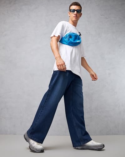 Image of Bewakoof Men's Solid Super Baggy Fit Cotton Jeans