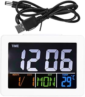TOPINCN LCD Digital Alarm Clock, Digital Travel Alarm Clock Digital Calendar Alarm Day Clock for Bedroom Dementia Sudent Memory Loss