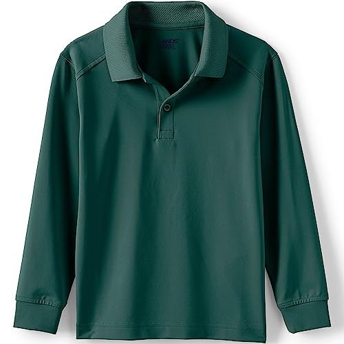 Lands' End School Uniform Kids Long Sleeve Rapid Dry Polo Shirt