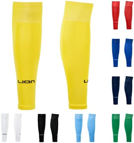 LION SPORTSWEAR Football Sock Sleeves To Accompany Grip Socks - Fits Over Calf/Shin Pads - Variety Of Colors To Match Your Team Kit
