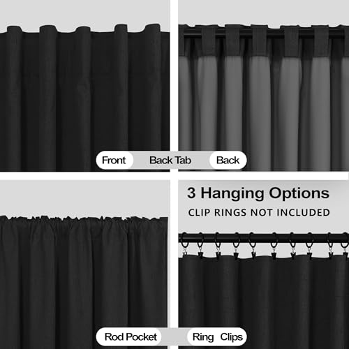 Image of KOUFALL Short Black Out Curtains for Bedroom Bathroom Small Window,Linen Blackout Back Tab Cortinas Cortas para Ventanas Pequenas Cuarto