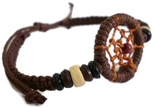 Moose546 Dream Catchers Shambhala Bracelet with Sliding Knot Adjustable Closure Braided Bracelet 6 to 9 (Brown)