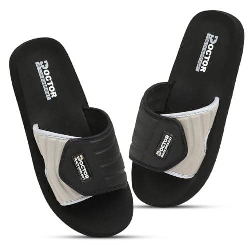Image of DOCTOR HEALTH SUPER SOFT Orthopedic Slippers for Men | Diabetic Comfort Slides with Velcro Strap | Everyday Wear Slides for Men