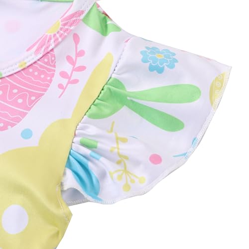 Easter Toddler Girls Dress Bunny Rabbit Easter Eggs Print Dresses Flutter Sleeve Clothes 3-8Y2