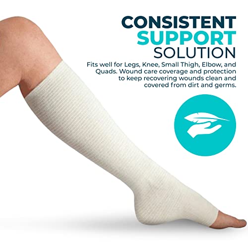 Premium Elastic Tubular Medical Bandage Size E Stockinette, 6 Sets - 3.4 in Wide x 18 in Long Plus Medical Scissors to Trim to fit.