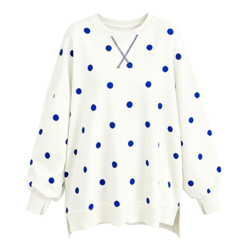 ZMIMAO Polka Dot Sweatshirt Womens Oversized Crewneck Sweatshirts Fall Tops - image 5