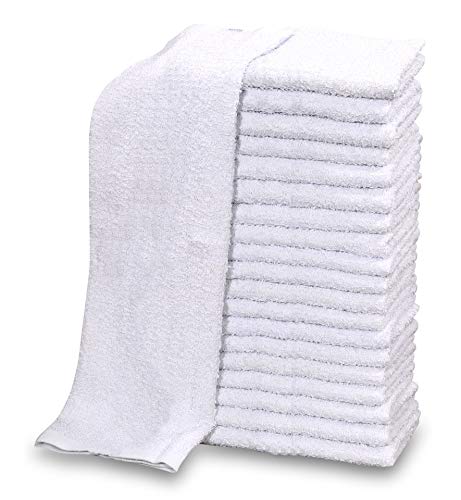 GOLD TEXTILES 60 PC New Cotton Blend White Restaurant Bar Mops Kitchen Towels 28oz (5 Dozen) (60, White)