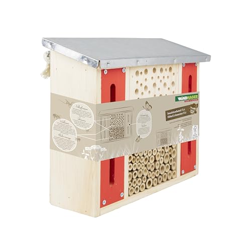 Preisvergleich Produktbild Windhager Insektenhotel Flat - Nistkasten, Bienenhotel, Bienenhaus - Insektenhaus aus Holz für Bienen, Marienkäfer & Schmetterlinge - Bienenhotel und Nisthilfe zum Aufhängen