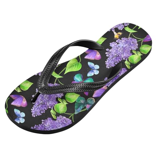 Butterfly Bee Purple Flip Flops for Beach Thong Sandals Anti-slip Lightweight Beach Shoes for Summer Outdoor Travel2