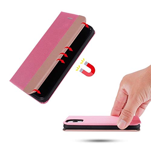 Housse iPhone 11 en Cuir Rose Ultra Fin avec Rabat Aimanté Invisible - 4