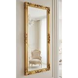 MO.WA Espejo de Pared Barroco 62x142 Pan de Oro, Espejos Decorativos recibidor Dormitorio Colgante vestidor habitacion Made in Italy
